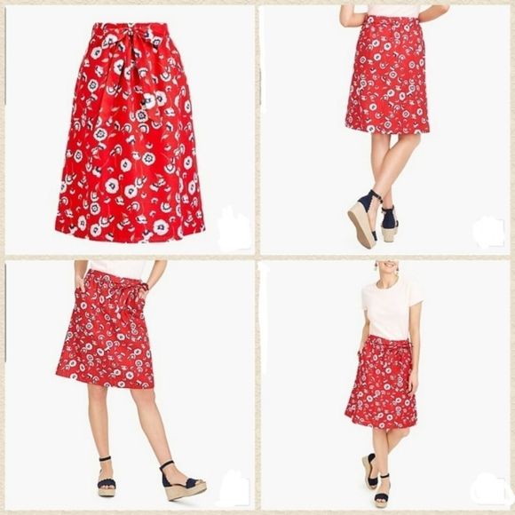 J crew linen blend floral poppy boho skirt plus XXL New - Picture 3 of 9